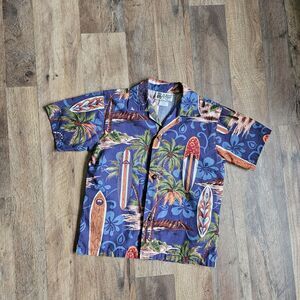 Vintage Aloha Republic Hawaiian Shirt Kids 4T Surfboard Print Made in...